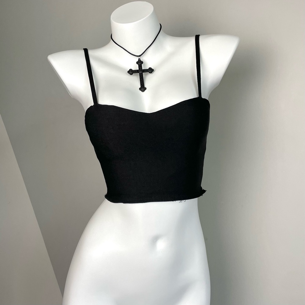 Black Spaghetti Strap Crop Top